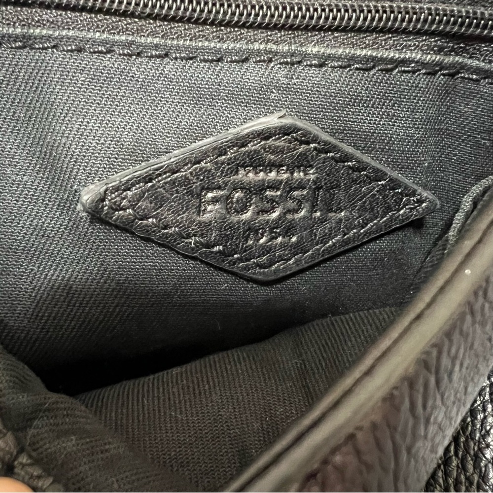 Fossil Emi Tassel Black Leather Crossbody Saddle Bag - Picture 14 of 14